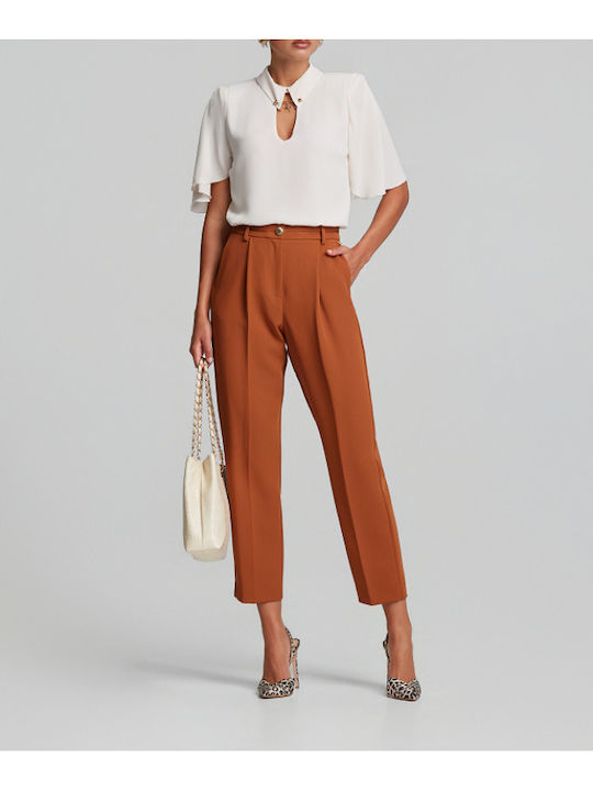 Women's Crepe Trousers in a Slim Fit Ginger