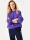 Vitow Women's Long Sleeve Wool Sweater Purple