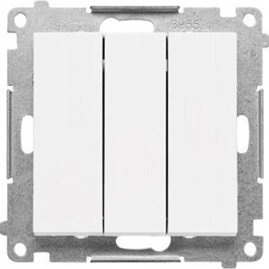Kontakt-Simon Recessed Triple Wall Switch Without Frame White