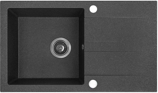 Laveo Drop-In Küchenspüle aus Flüssigem Granit M76xP44cm Schwarze