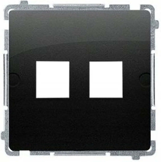 Kontakt-Simon Simon Basic Flache Doppelabdeckung für Keystone-Netzwerksteckdosen Schwarz Bmpt/49