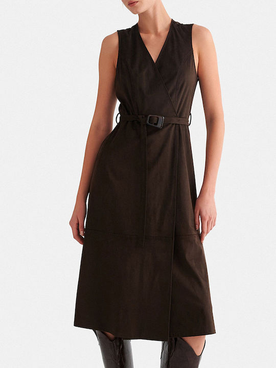 attrattivo Midi Φόρεμα Κρουαζέ Brown