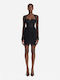 Mini Evening Dress with Lace Black