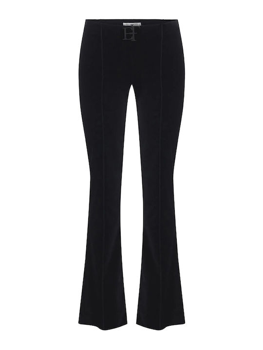 Damen-Samthose mit Regulärer Passform Schwarz