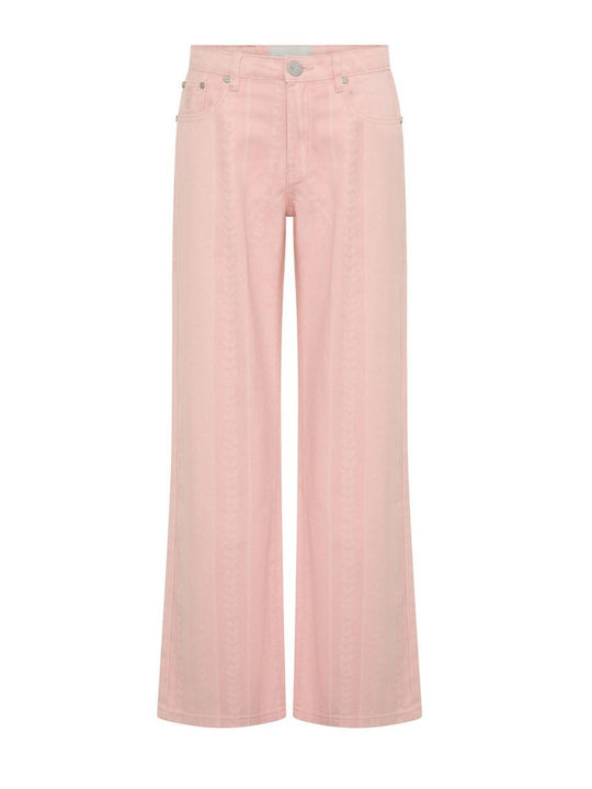 Waist Pantaloni Jeans de Damă cu Croială Relaxed Roz