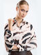Langärmeliges Damen-Satinhemd Beige