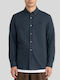 Long Sleeve Flannel Shirt in Regular Fit Dark Navy