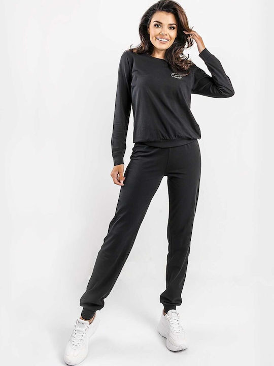 Emporio Armani Set de Pijamale de Iarnă pentru Femei din Bumbac Nero