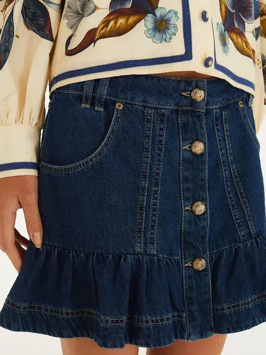 Denim High-Waisted Mini Skirt Denim