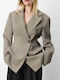Grace & Mila Langer Damen-Blazer aus Tweed, Doppelreihig Beige