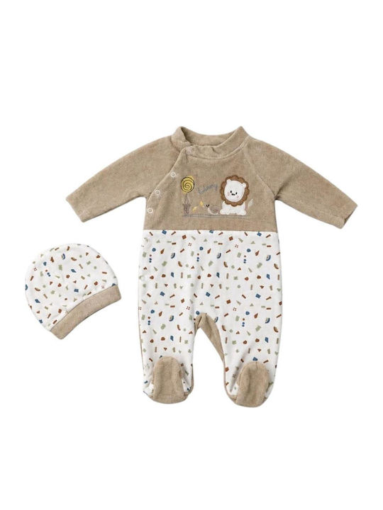 Annora Baby Beige Velvet Onesie
