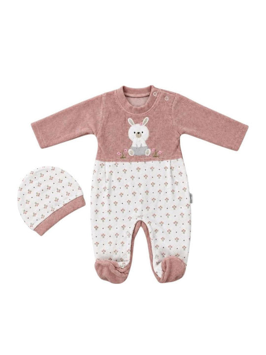 Annora Baby Samt-Strampler in Altrosa