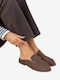 Suede Mules with Low Heel in Brown Colour