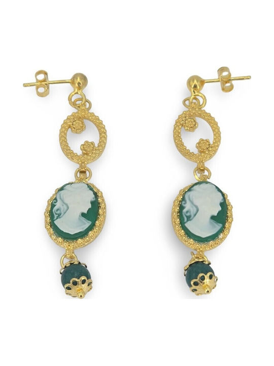 Χειροποιητα Σκουλαρικια Ασημι925 Cameo Αχατη Πετρα