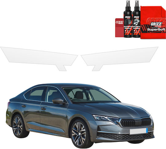 Transparent Protective Film Grizzglass Bodyshield Headlights Skoda Octavia 4 Liftback Facelift 2024-2026 2in1
