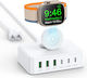 Huawei Stație de Încărcare cu 3 Porturi USB-A și 3 Porturi USB-C 125W în Culoare Albă (B0CS6KCC1Q)