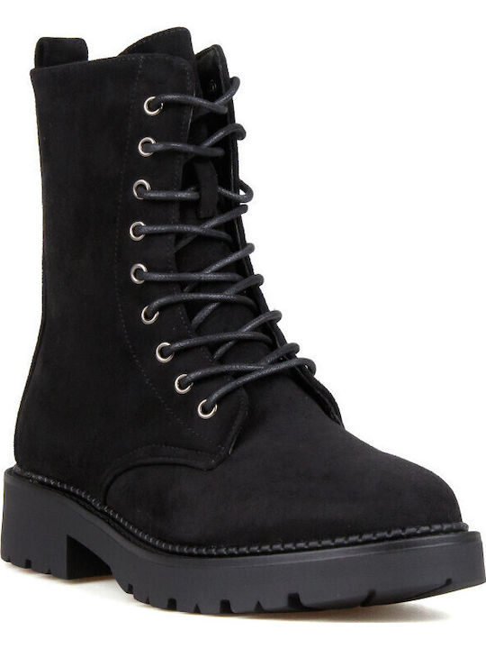 Silia D Black Suede Women's Combat Boots