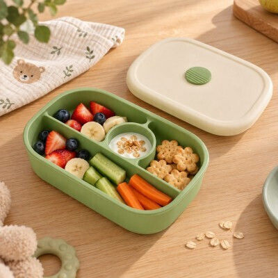 abo Kids' Food Container Made of Green Silicone