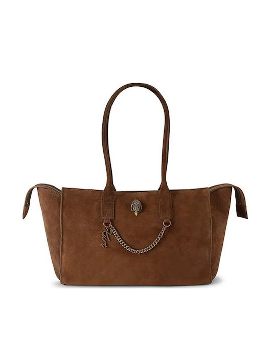 Geantă Shopper de damă din Piele Întoarsă Maro Tabac