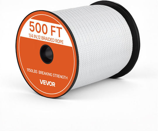 Vevor Σχοινί Πλεκτό 6.4mm 152m Πολυεστερικό Λευκό