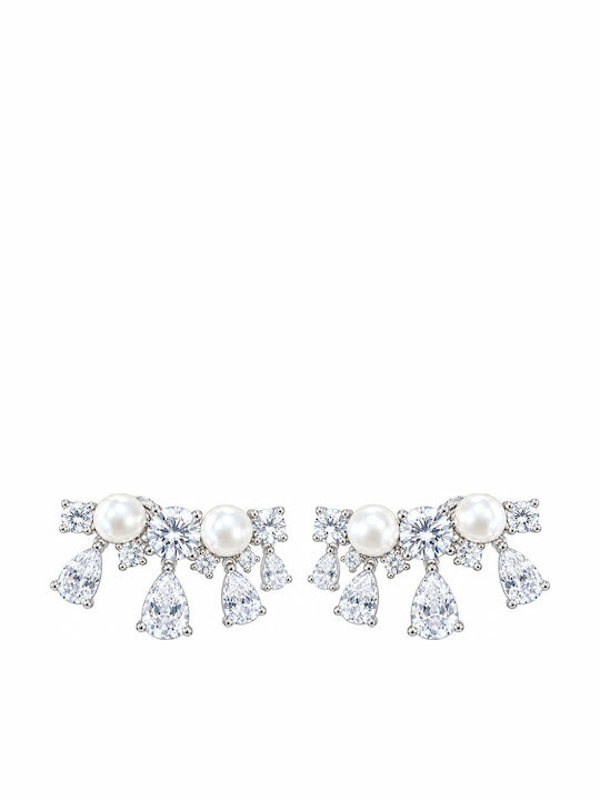 Jools Cercei Albi cu Zirconiu, Perle, Argint 925 Fse4664.1