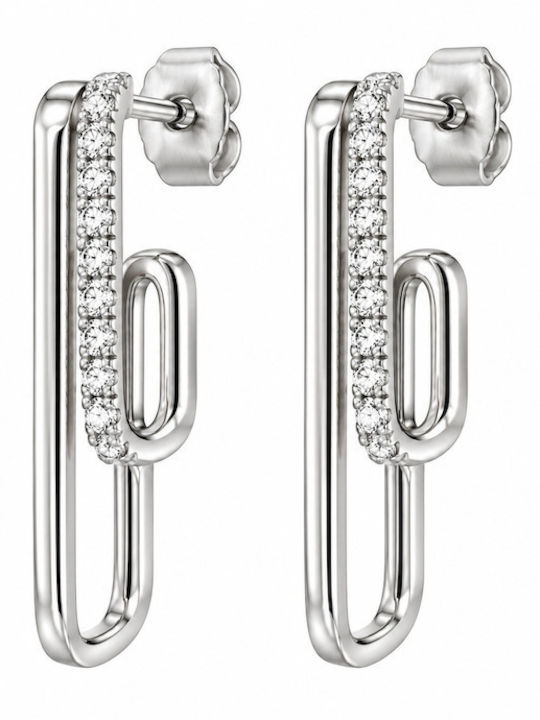 Jools Dangle Earrings with White Zircon Stones Silver 925 Se70285d3