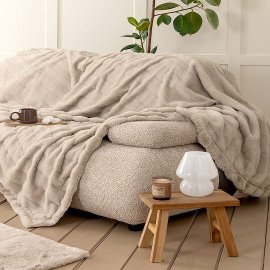 Nima Lumi Ριχτάρι Πολυθρόνας Γούνινο 180x180εκ. Light Beige