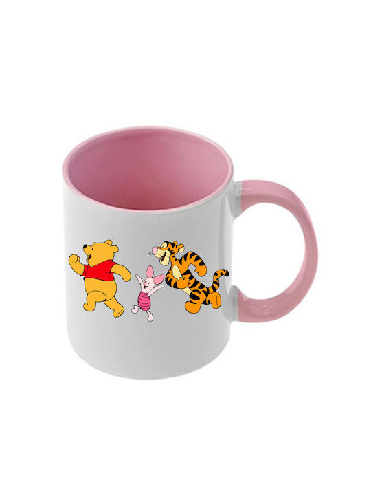Winnie-Pooh-Tasse mit Rosa Henkel und Innenbereich