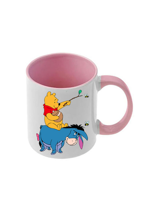 Winnie-Pooh-Tasse mit Rosa Henkel und Innenbereich