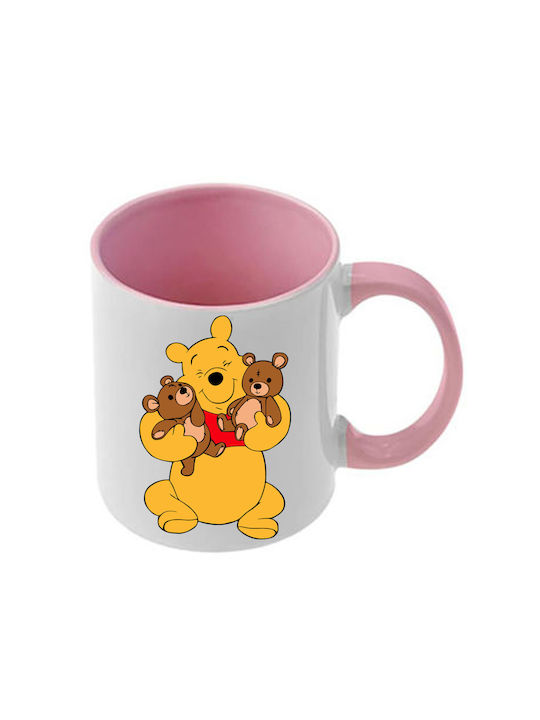 Winnie-Pooh-Tasse mit Rosa Henkel und Innenbereich