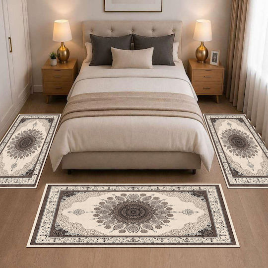 Homeone Modern Schlafzimmer-Teppichsets Samt 3 Stück
