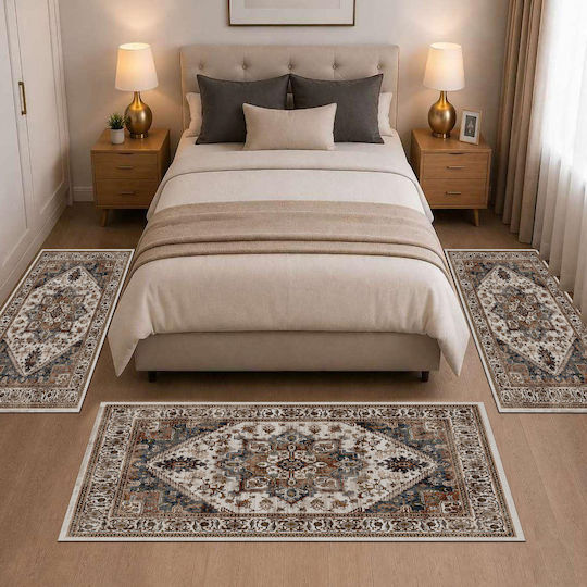 Homeone Modern Schlafzimmer-Teppichsets Samt 3 Stück
