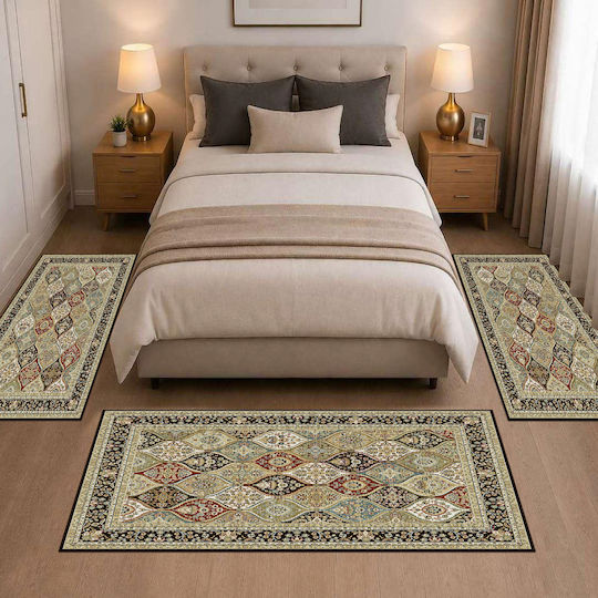 Homeone Modern Schlafzimmer-Teppichsets Samt 3 Stück