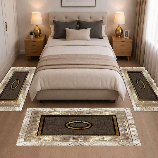 Homeone Modern Schlafzimmer-Teppichsets Samt 3 Stück