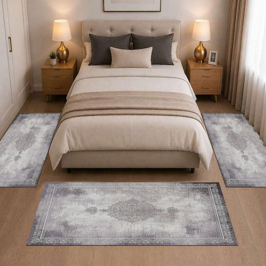 Homeone Modern Schlafzimmer-Teppichsets Samt 3 Stück