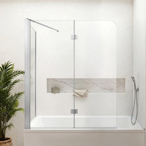Vevor Σταθερό Πλαϊνό Ντουζιέρας 120x140cm Clear Glass Chrome 197988930617