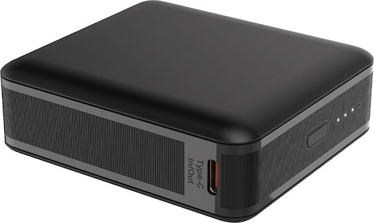 Akashi Powerbank 10000 mAh 22 W mit USB-A-Anschluss und USB-C-Anschluss, Power Delivery, Schwarz