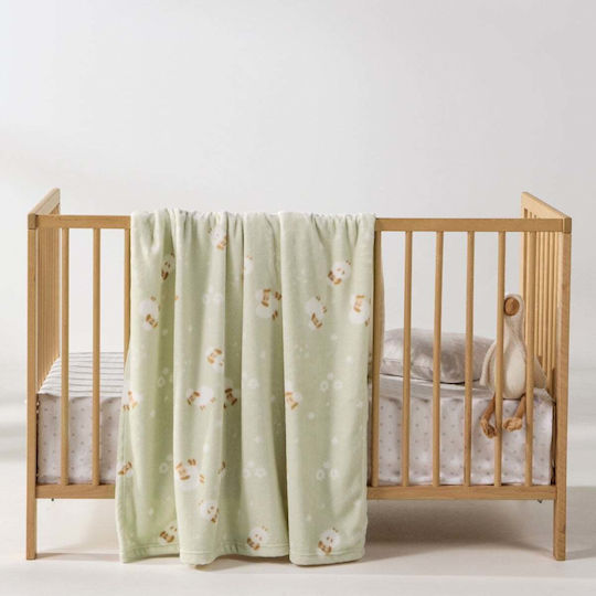 Kentia Cot Fleece Blanket Green 100x140cm