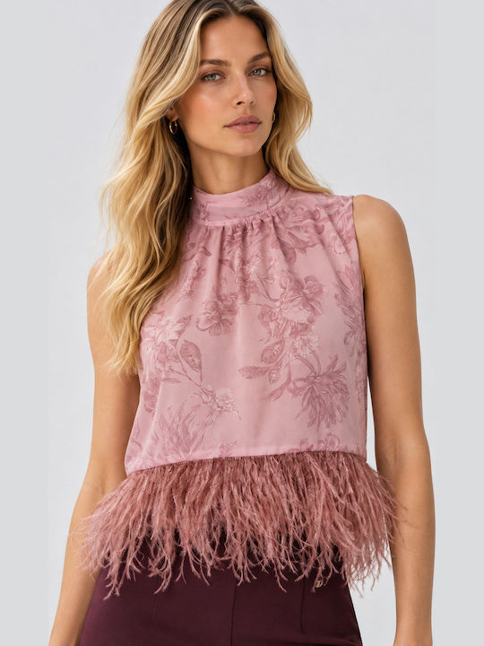 Γυναικείο Crop Top Αμάνικο Pink
