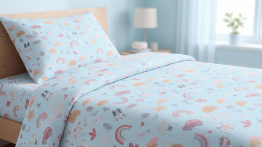 MayHome Комплект Единични Чаршафи от Памук и Полиестер Бежови 160x240cm