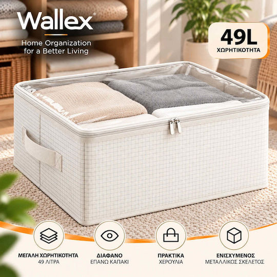 Wallex Cutie de Depozitare din Material Textil pentru Haine / Pătură/Pilotă / Costum / Palton / Cravate / Rochii / Lenjerie Intimă / Șosete / Tricotaje / Cămașă / Curele / Genți, de Culoare Albă, 51x40x24cm