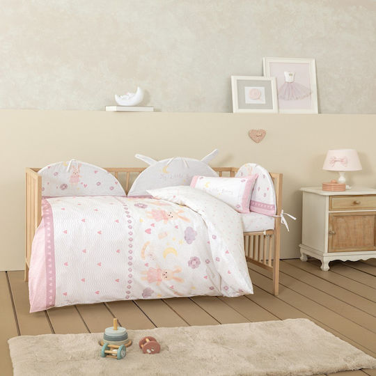 Nima Βρεφικό Κουβερλί Βαμβακερό White-pink 110x140cm