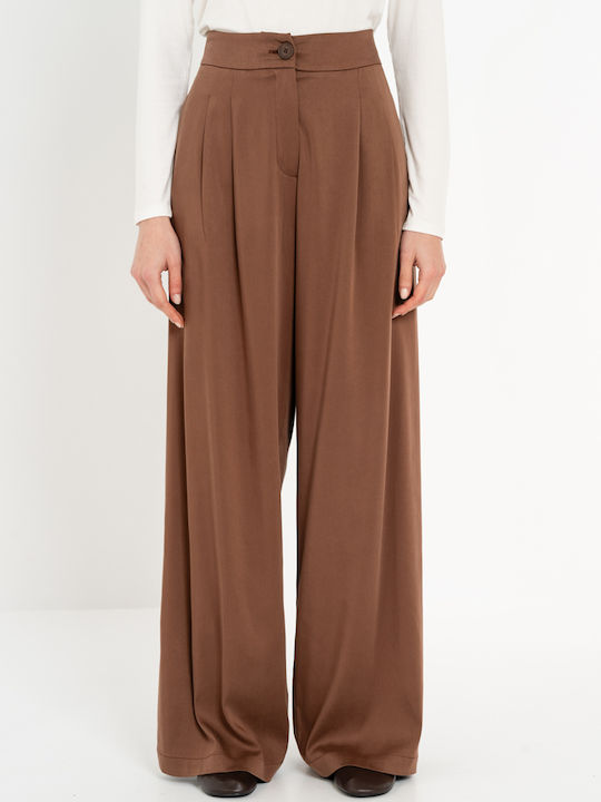 Philosophy Wear Γυναικείο Σατέν Παντελόνι Brown