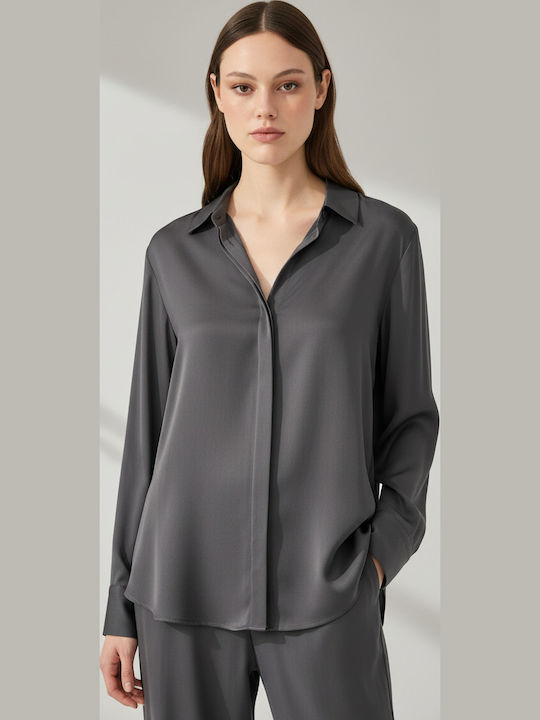 Philosophy Wear Langärmeliges Damen-Satinhemd A...