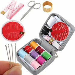 46-Piece Sewing Set Threads Needles Scissors & Case Gray