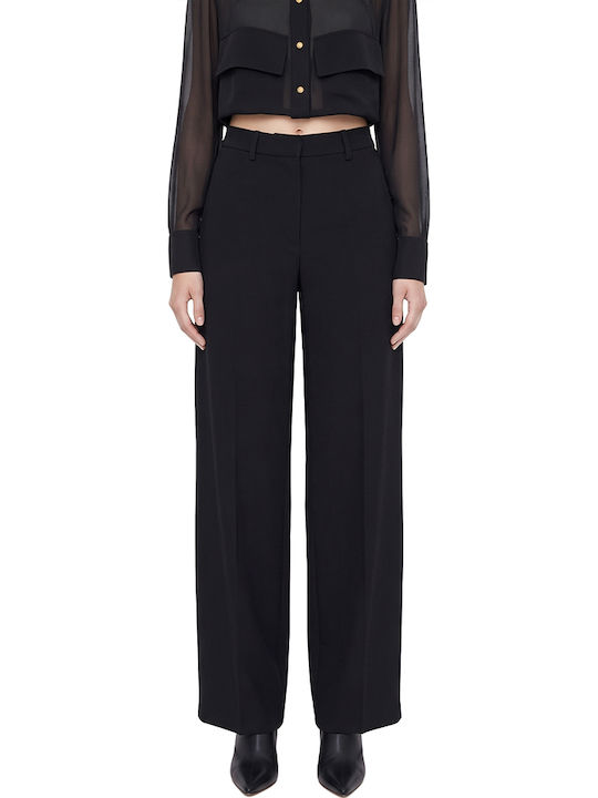 Damen Stoffhose mit Hohem Bund im Balloon-Schnitt Black