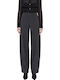 Women's High-Rise Fabric Trousers in Grey Balloon Leg Style
