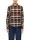 Long-Sleeve Women's Cotton Shirt Brown Checked