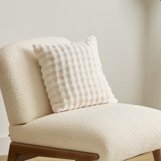 Μαξιλάρι Καναπέ A-s Zephy από Γούνα Ivory 40x40εκ.