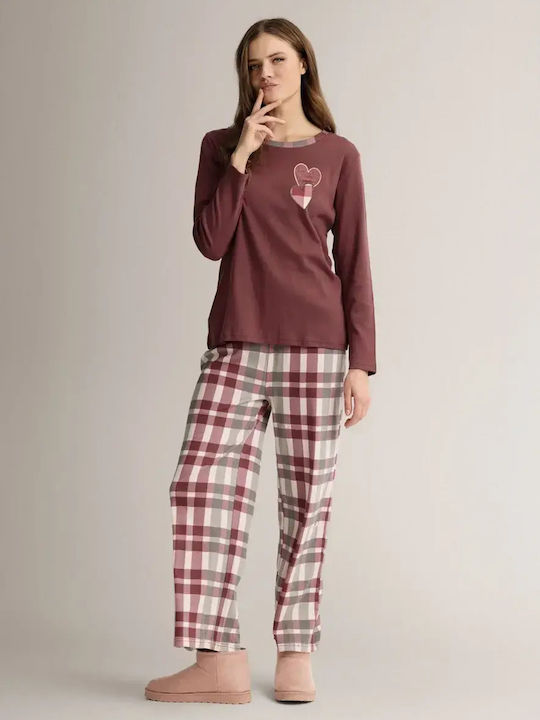 Infiore Winter Women's Burgundy Pajama Set